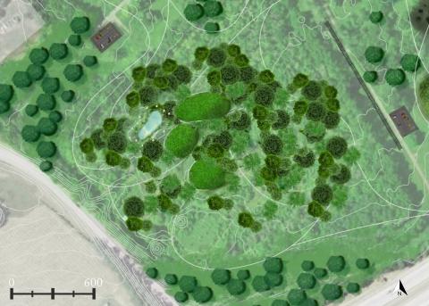 schematic of proposed pond area in Huntertown Community Interpretive Park