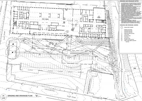 Grading and drainage plan from a construction document
