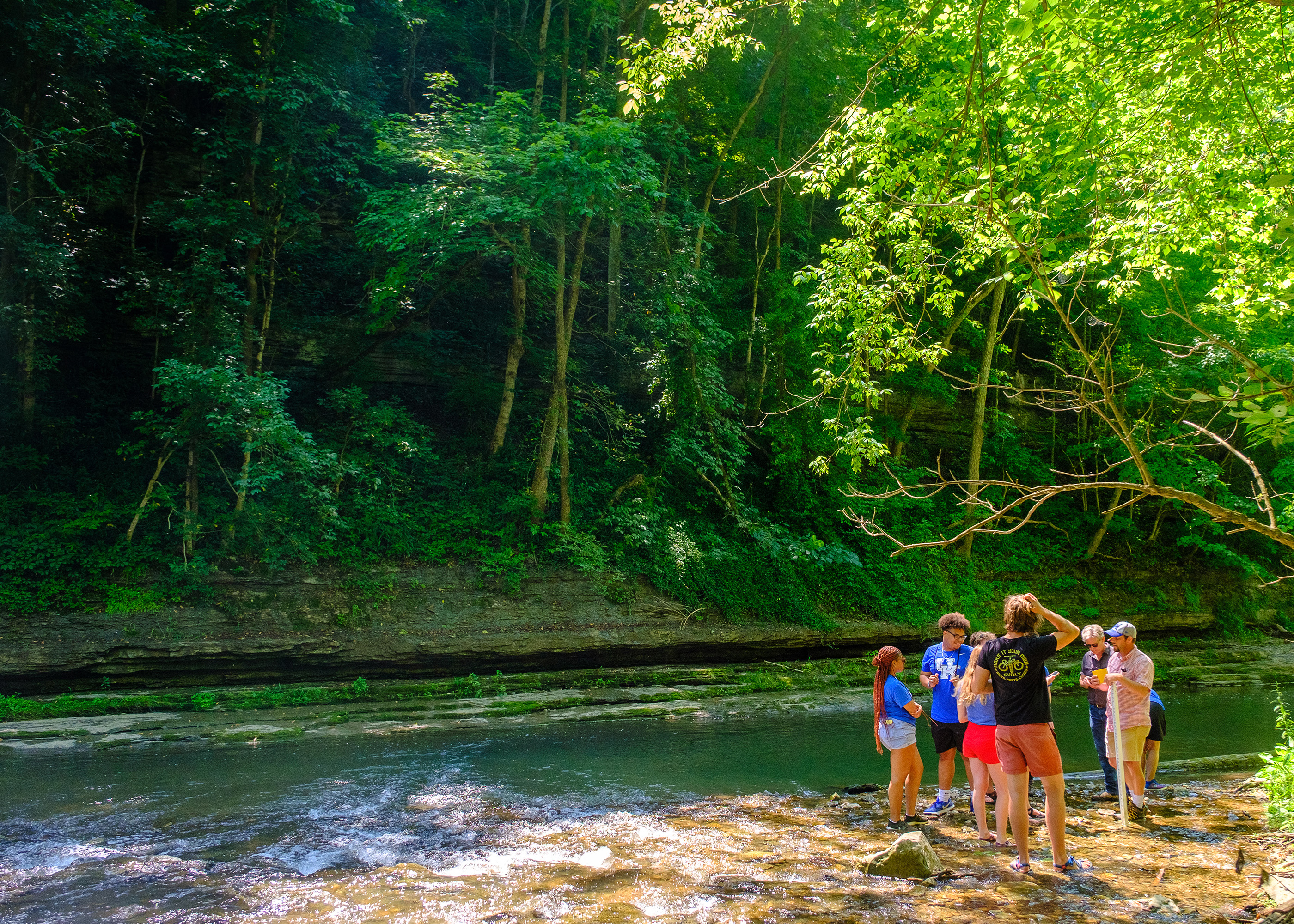 photograph of students and faculty at Lower Howard's Creek.