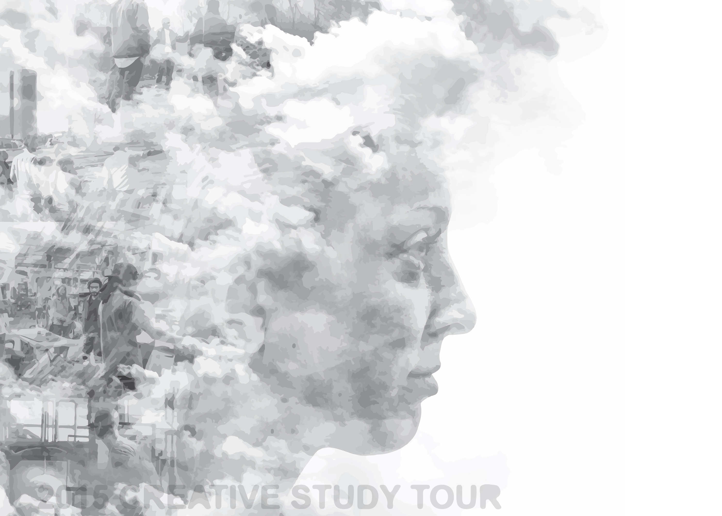 artistic image of face in profile with ideas billowing behind it