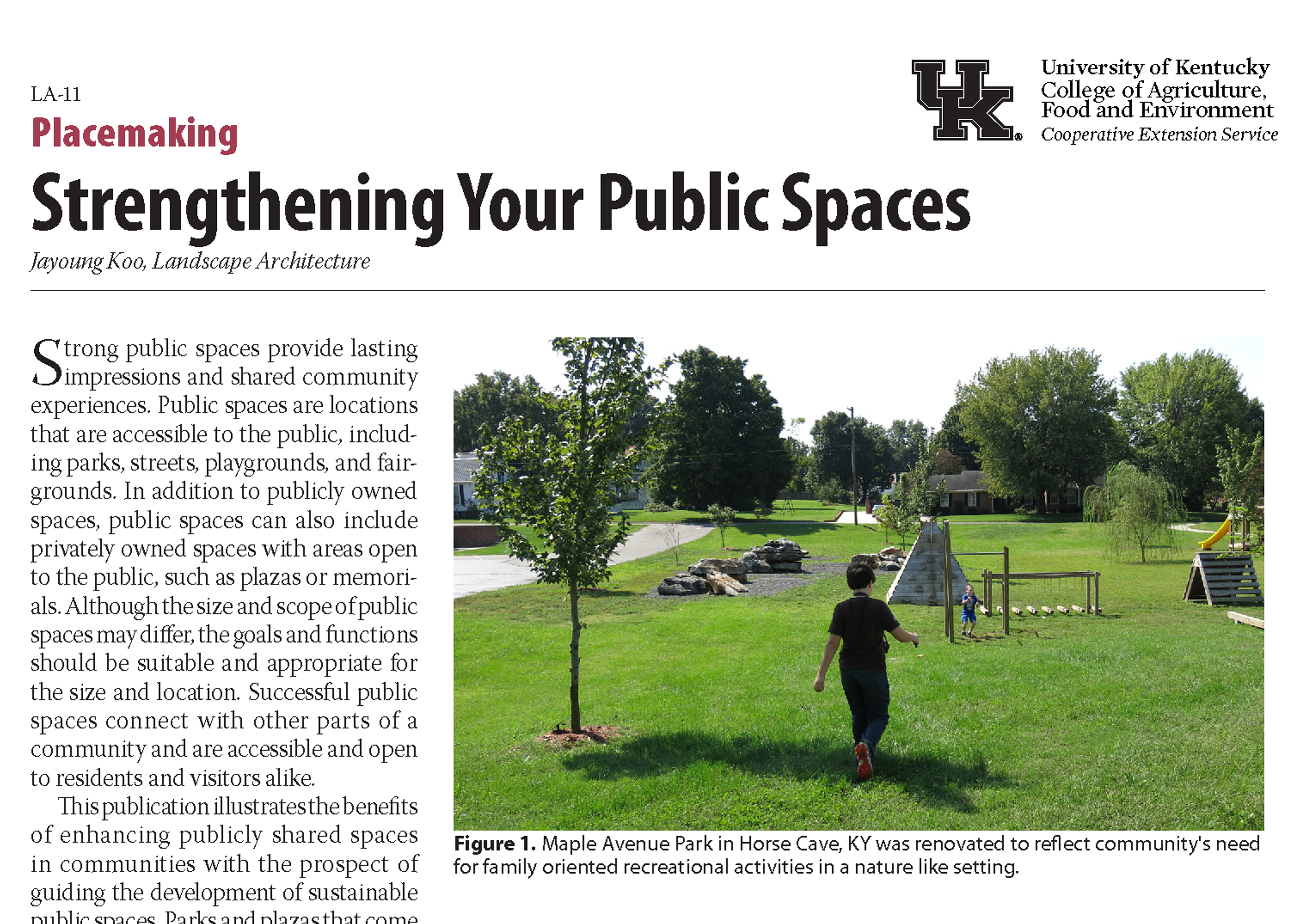 First page of a publication discussing strategies for improving public spaces