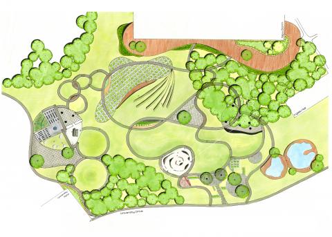 Hand graphic site plan by first year student