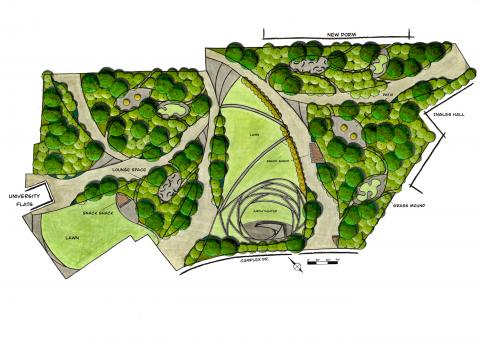 Hand graphic site plan by first year student