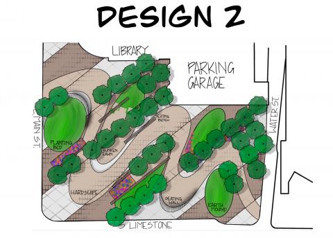 Hand graphic site plan by first year student