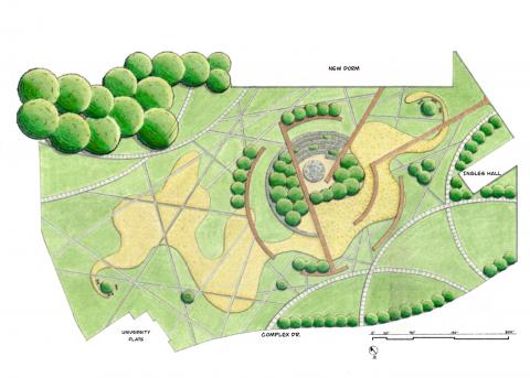 Hand graphic site plan by first year student