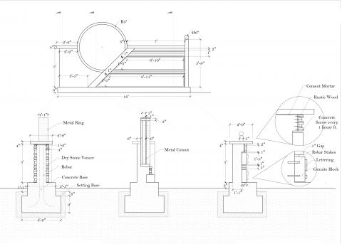 Construction detail for signage done by third year student