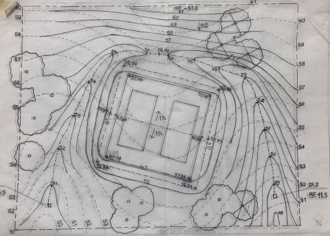 grading and drainage assignment by hand on trace paper