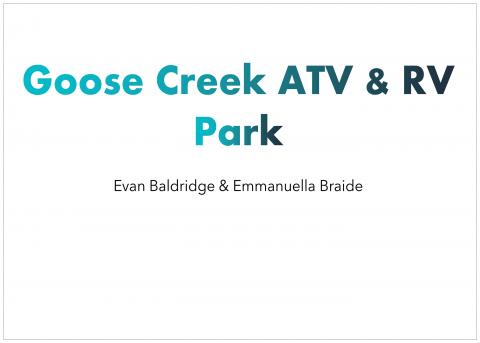 Graphic introducing Goose Creek ATV and RV Park